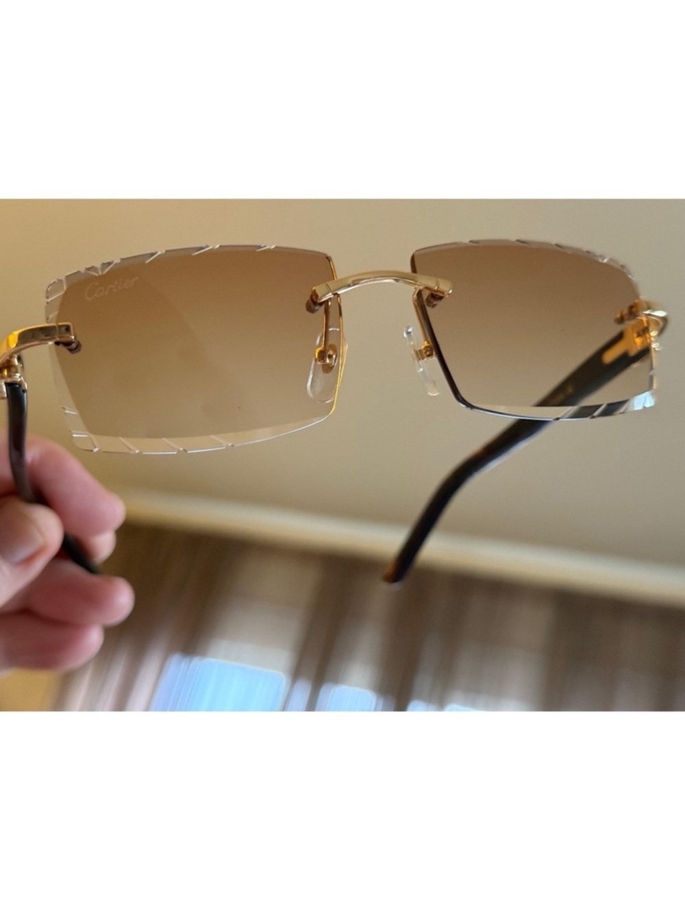 Cartier Tortoiseshell Temple Sunglasses with Gold Accents and Brown Lenses - Picture 9 of 9